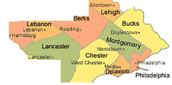 Service Areas & Travel Fees 1 Pennsylvania Travel Fees Map